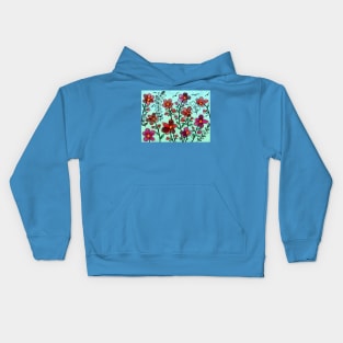 DOODLE FLOWERS & LEAVES WATERCOLOR Kids Hoodie